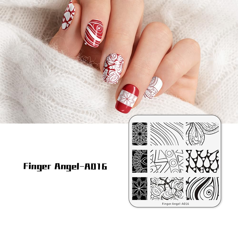 Finger Angel 10Pcs Nail Art Stamping Templates Manicure Tool Kit 10pcs Nail Stam