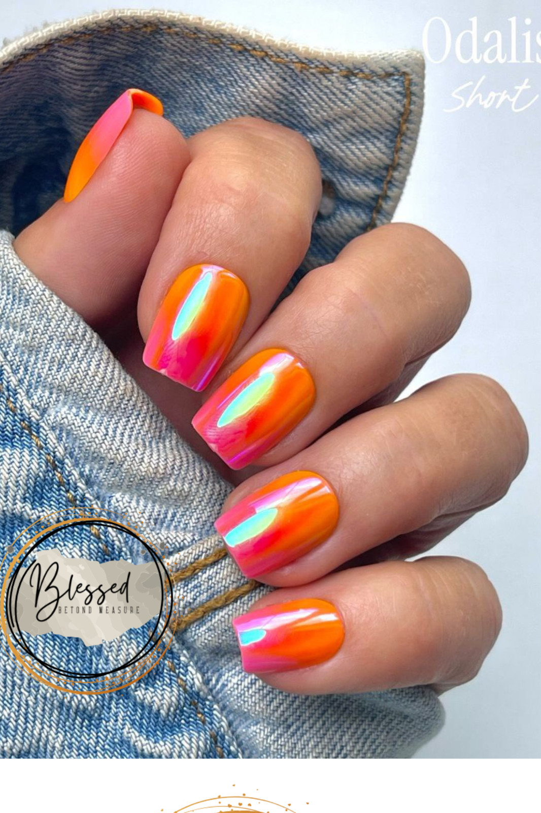 Red Aspen Press On Nails~Private Island, Odalis~Short~Coffin~Shiny~Ombre~Holo