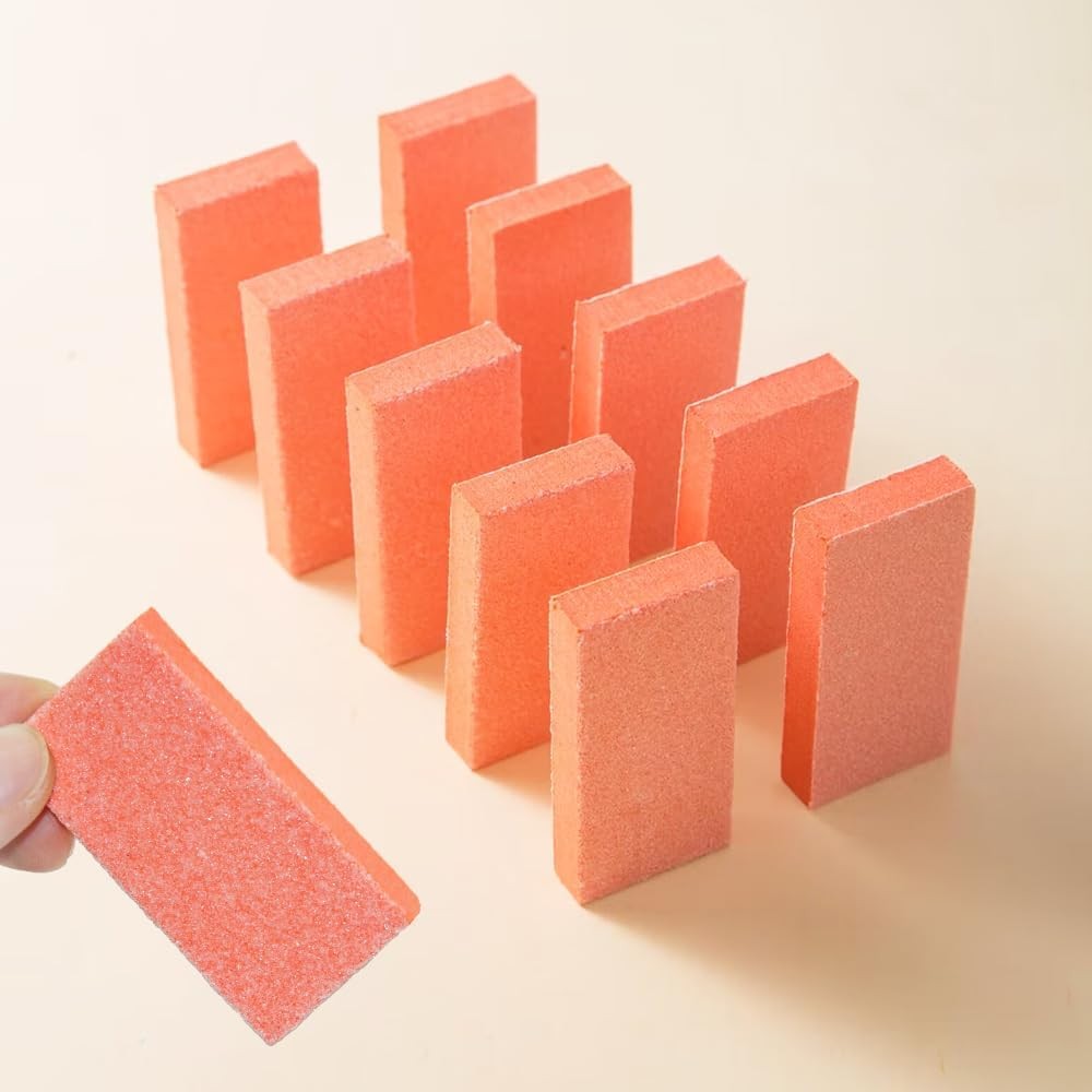 NOVAL 50 PCS Nail Buffer Block Disposable Nail Buffer Blocks Bulk Small Orange