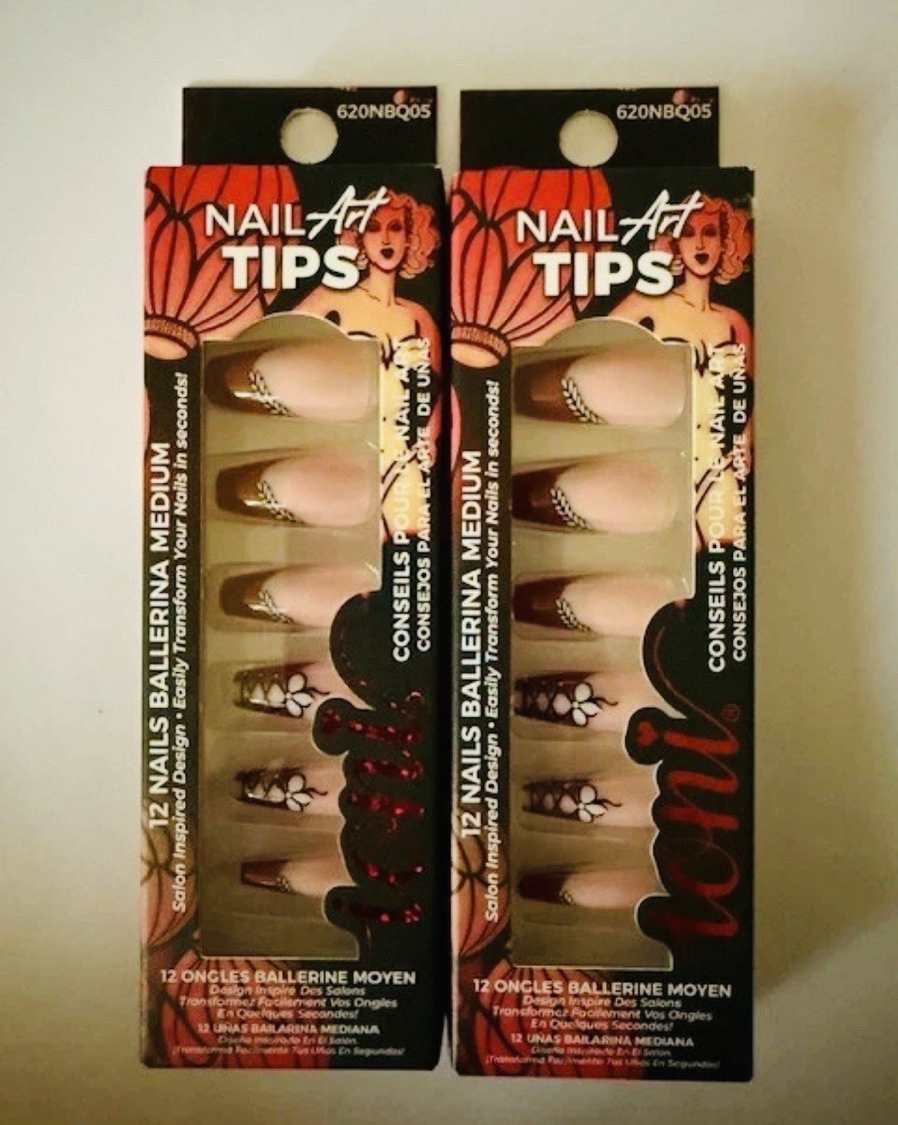 iONi Showgirl Nail Art Tips – Heart Burlesque 24 Fake Nails New