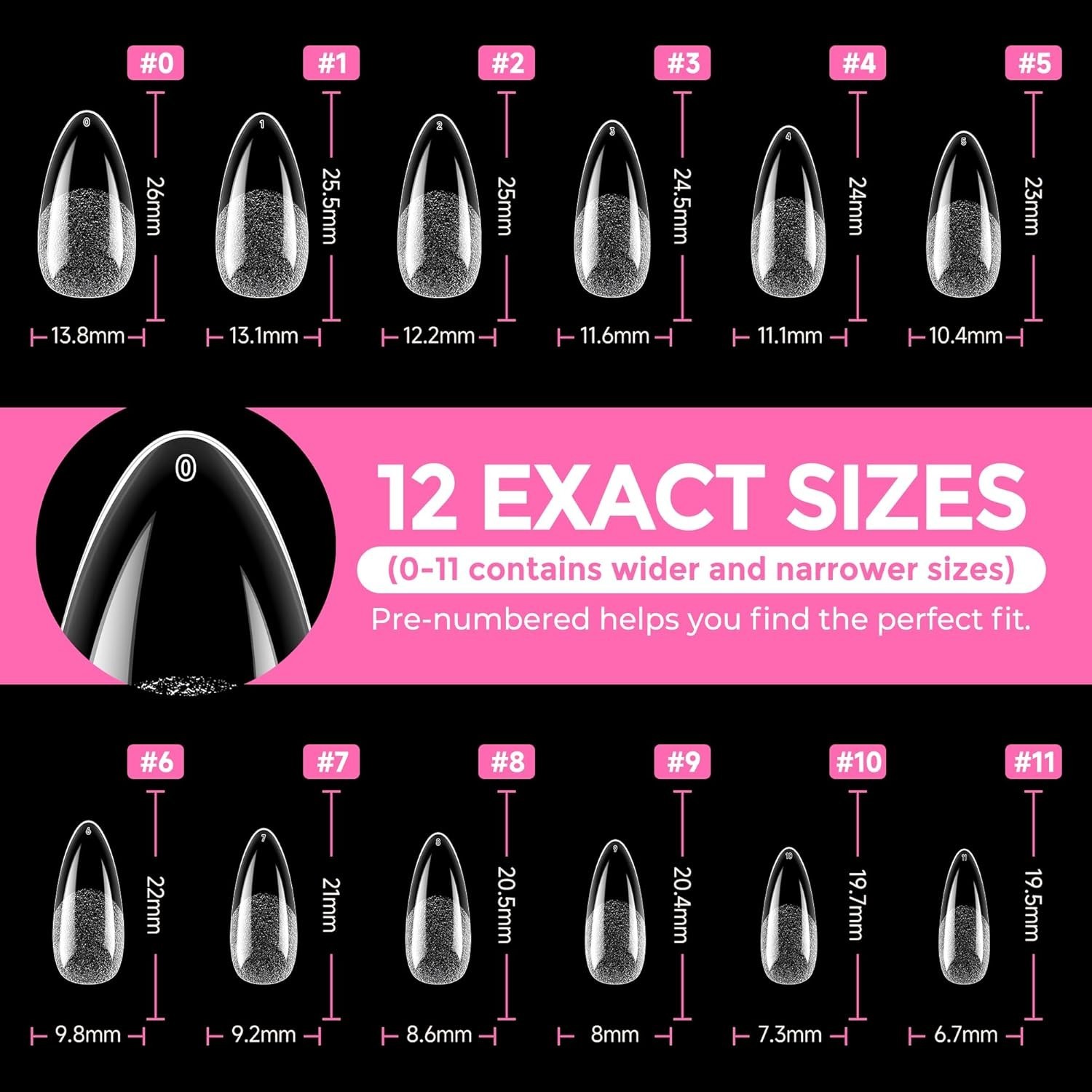 Gelly Soft Almond Nail Tips – 216pcs Clear Press On Nails for Stunning Manicures