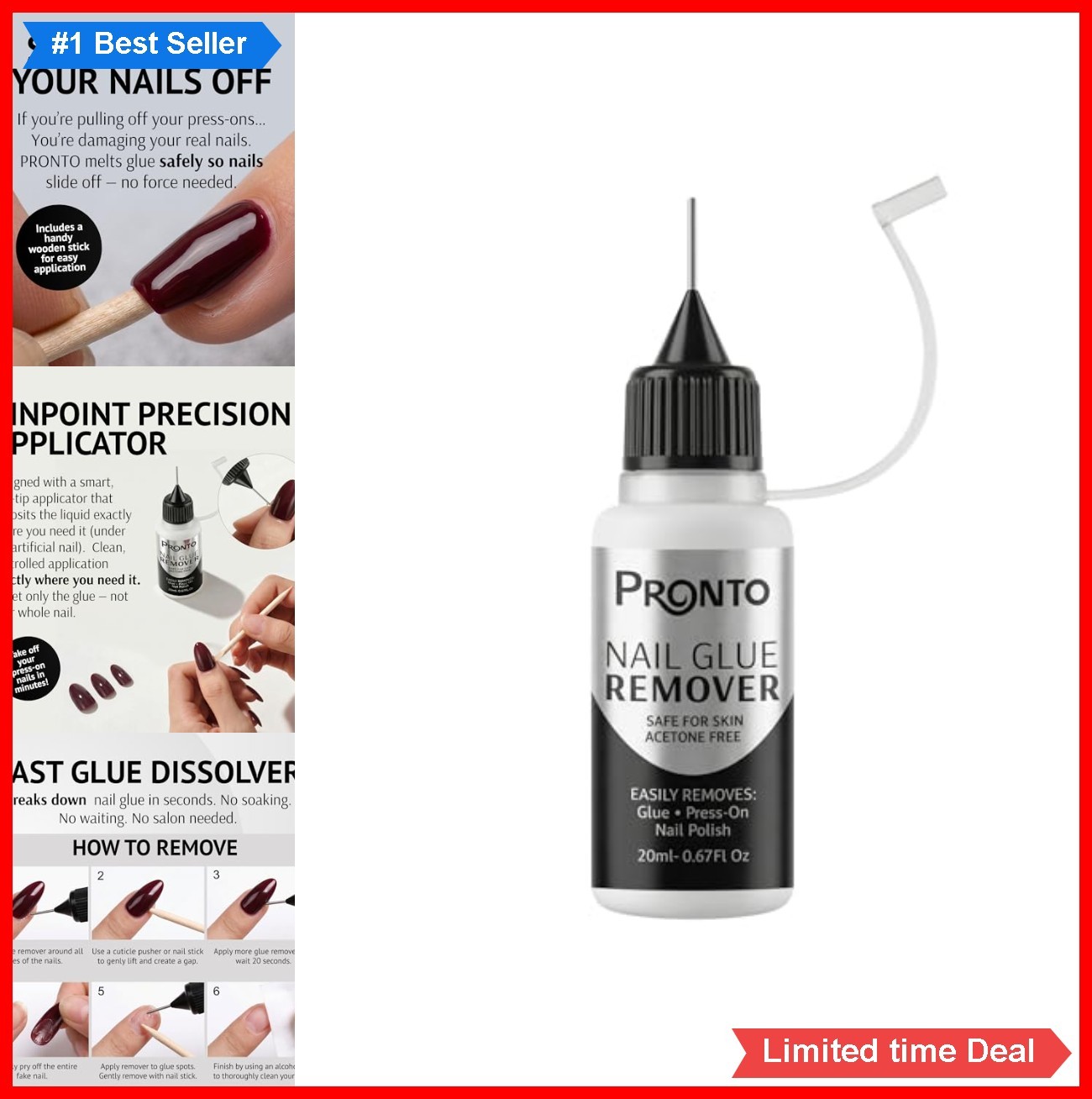 Nail Glue Remover 20 mL Acetone Free Press On Nails Gel Polish Dissolver