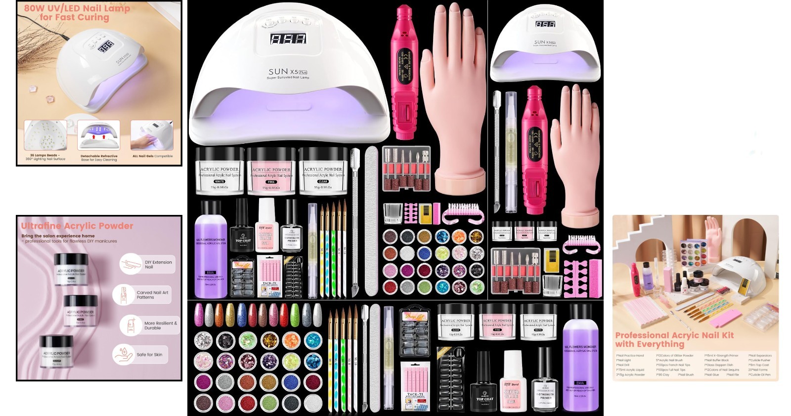 Complete Acrylic Nail Kit with UV Lamp and Tools for Beginners
