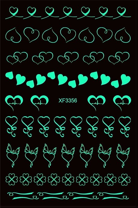 12 Sheets Nail Art 3D Decal Stickers heart with cardiogram bow clover XF335 NH21