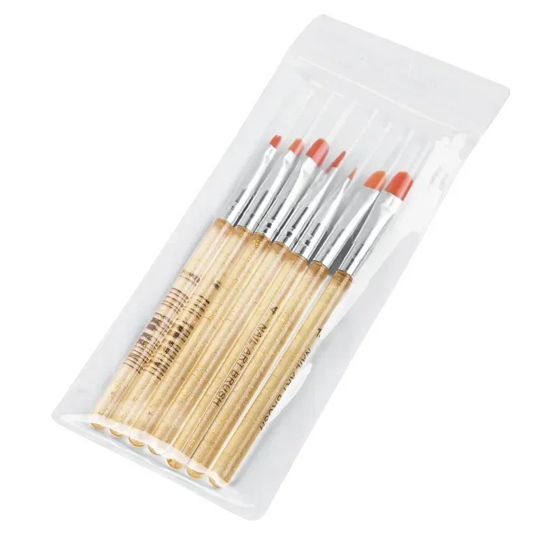 7Pcs/Set Nylon Hair UV Gel Acrylic Nail Art Builder Brush Pen Drawing Pens For N