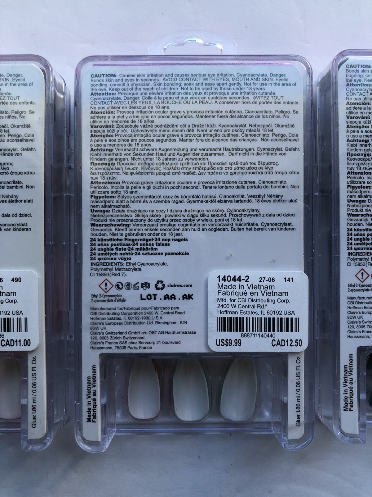 Claire’s False Fake Nail Kits Lot Of 4 Total New