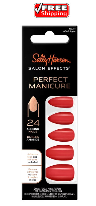 Sally Hansen Perfect Manicure Salon Effect, ASAP Apple – 24 Almond Nails