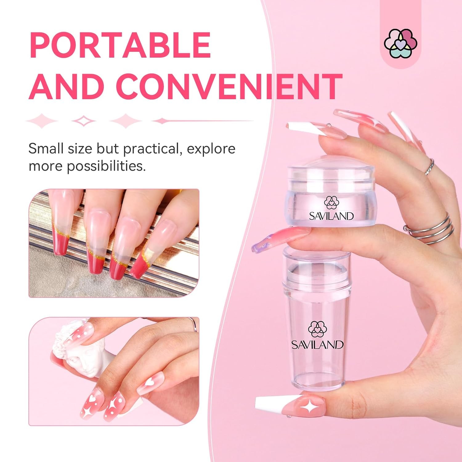 Saviland 4Pc French Tip Nail Stamp Kit