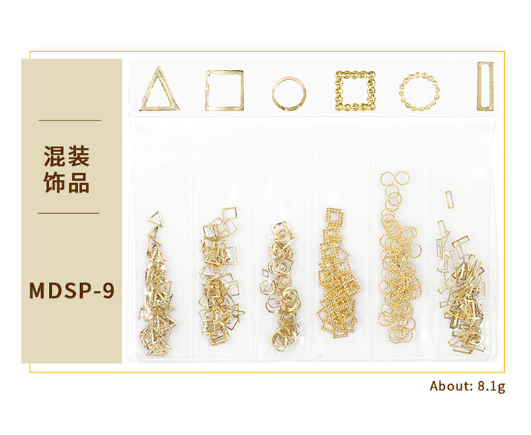 10 Packs Gold Nails Art Metal Rivets Studs Hollow Round Stars 3D Decoration Tips