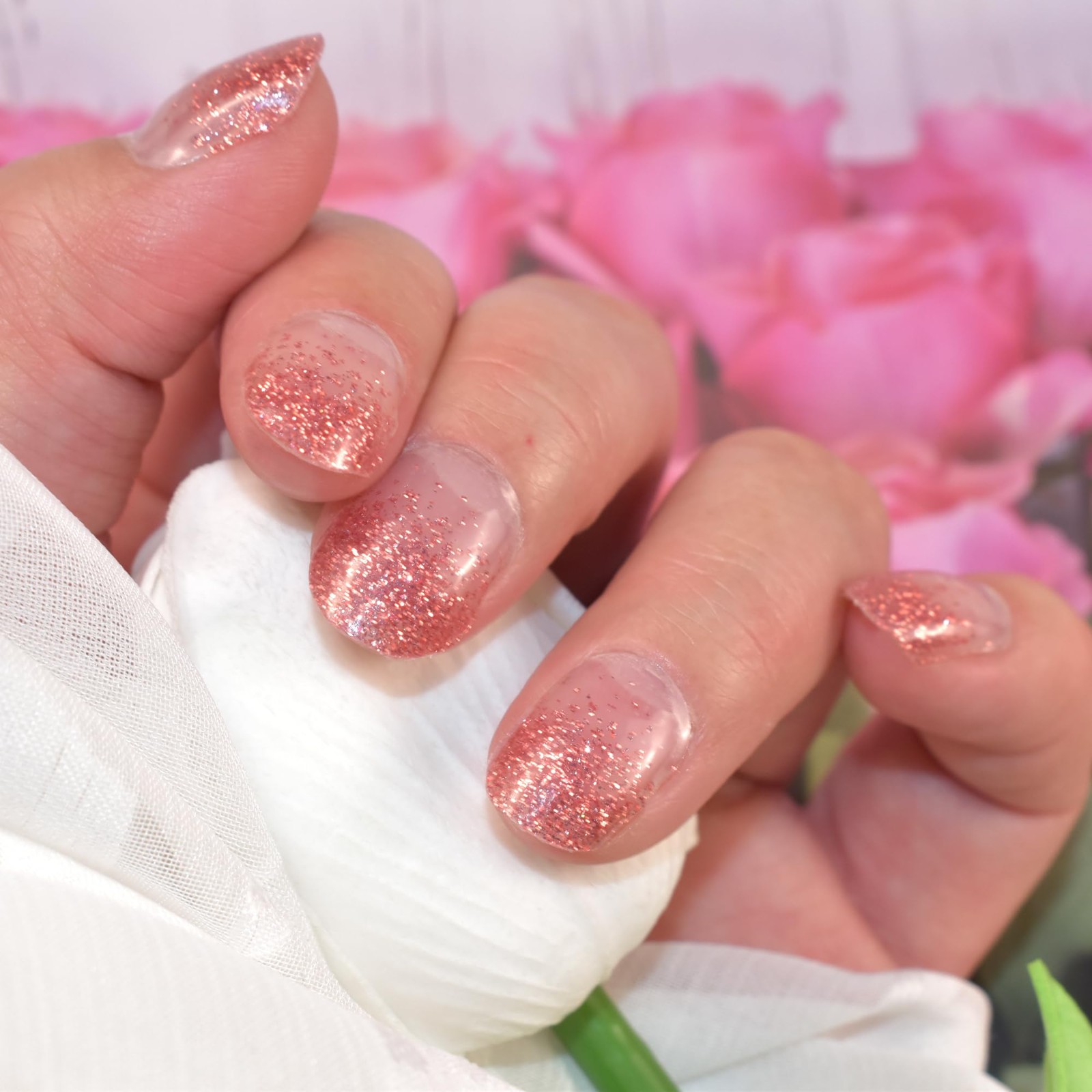 Semi Cured Gel Nail Sticker Glitter Sequins Nail Polish Strips Full Nail Wrap…