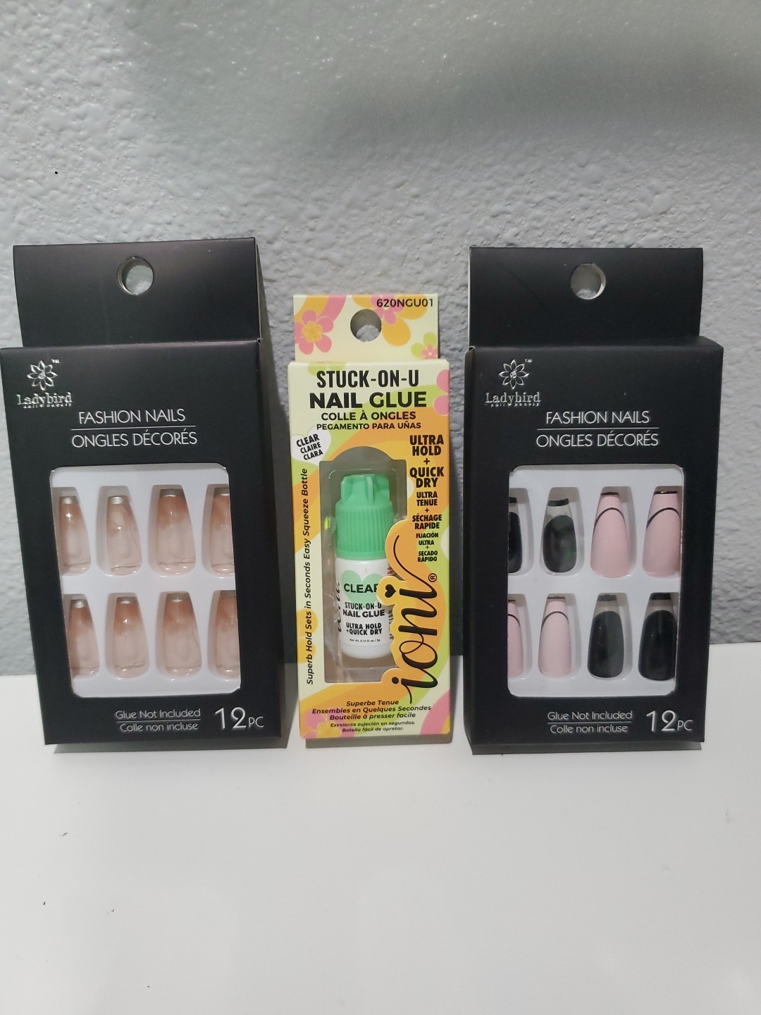Lady Bird Glue On Nails Coffin Shape With Ioni Glue New Free shipping