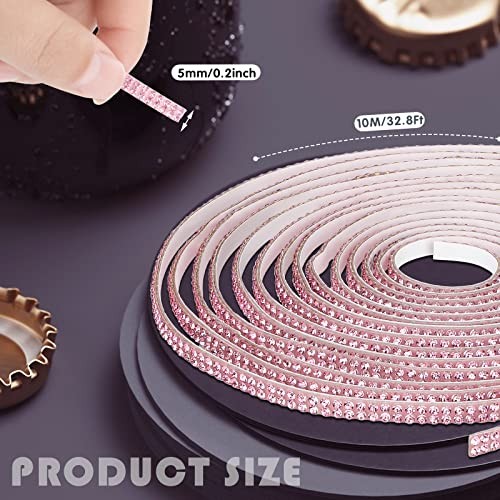 32.8Ft Bling Car Trim Self Adhesive Glitter Crystal Rhinestone 32.8 ft Pink