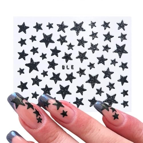 10 Sheets Star Nail Art Stickers 3D Self Adhesive Shinny Glitter Star Style-7