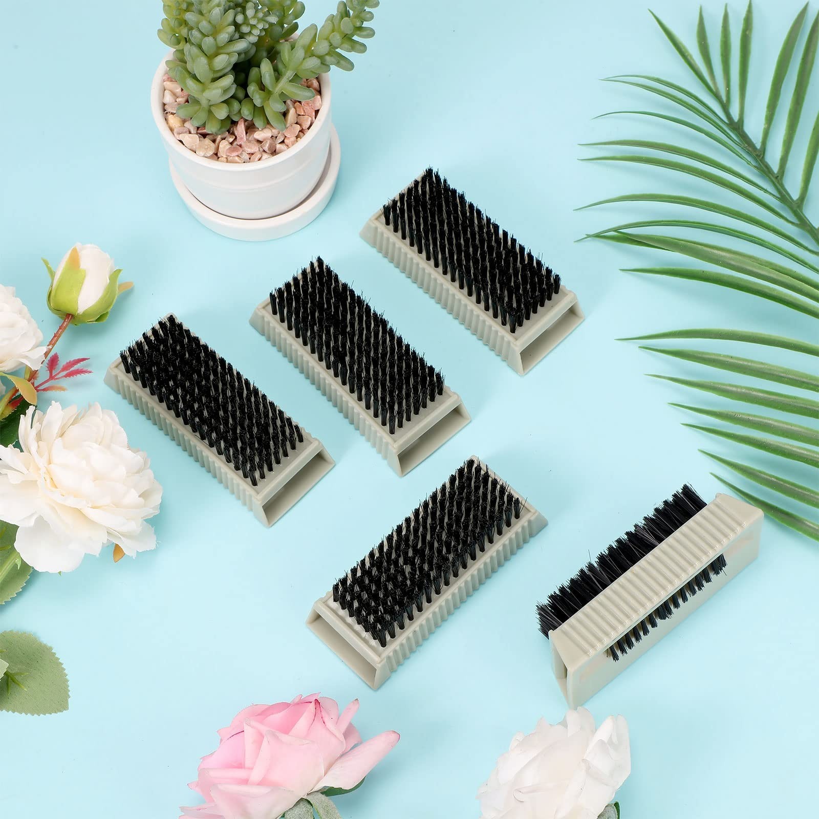 5 Pack Nail Brushes for Cleaning Fingernails & Hands – Heavy Duty Plastic Scrubb