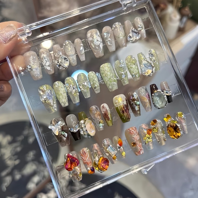40 Random Nail Art Pcs, Various Lengths and Shapes of Long and Short Fake Nails