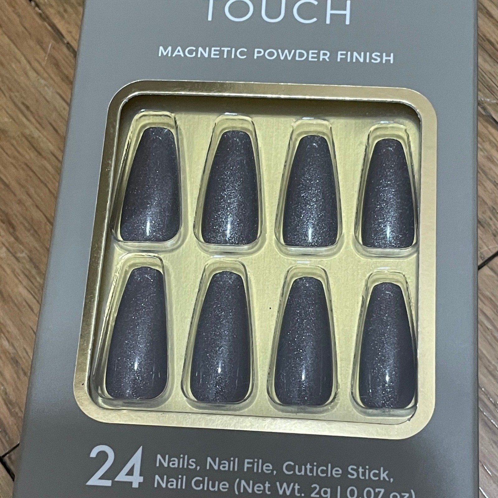 CALA Velvet Touch Magnetic Powder Finish Medium Coffin Press On Nails 24 Count
