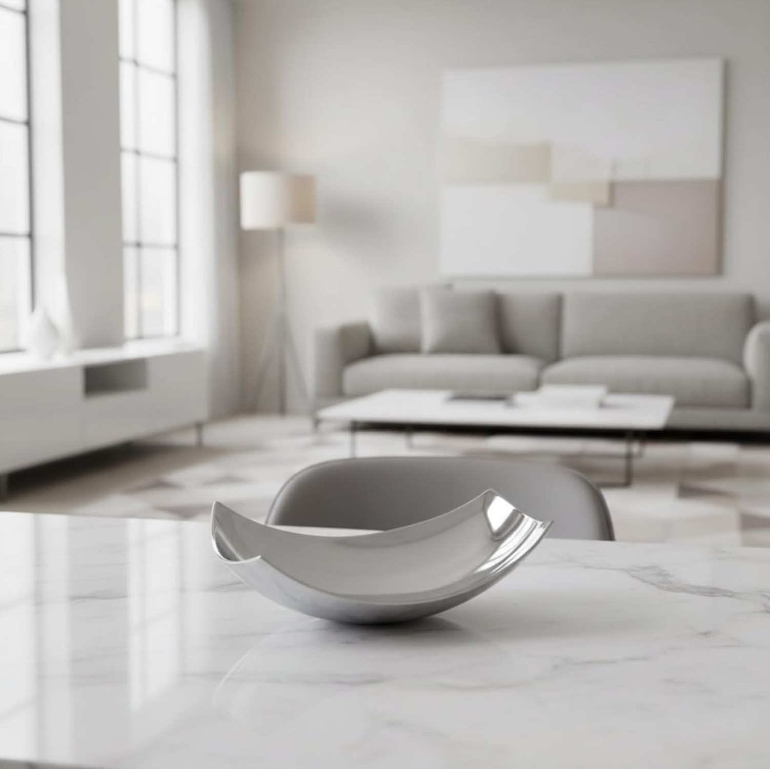 Modern Day Accents Silver SM Cucha Small Scoop, Shiny Bowl, Aluminum, Modern,…