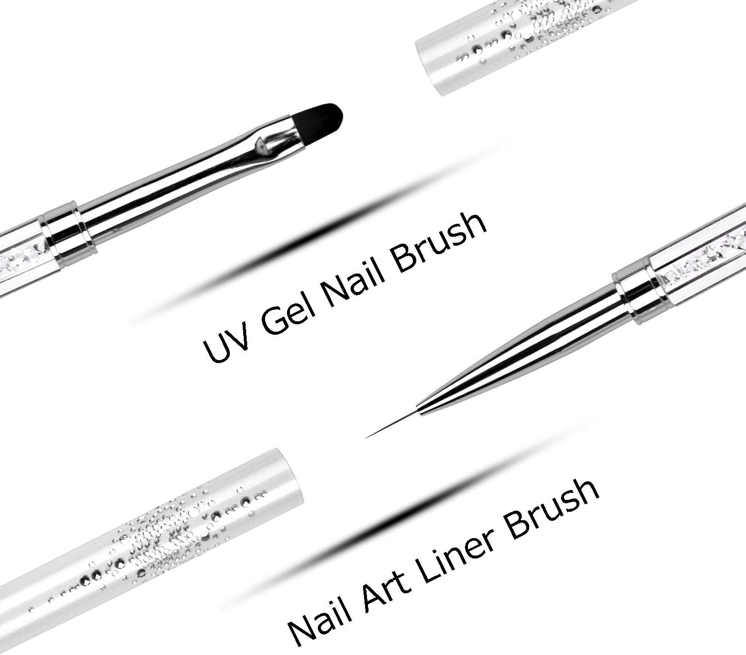 -ended UV Builder l Nail Brush Rhinestone Handle Nail Art Liner