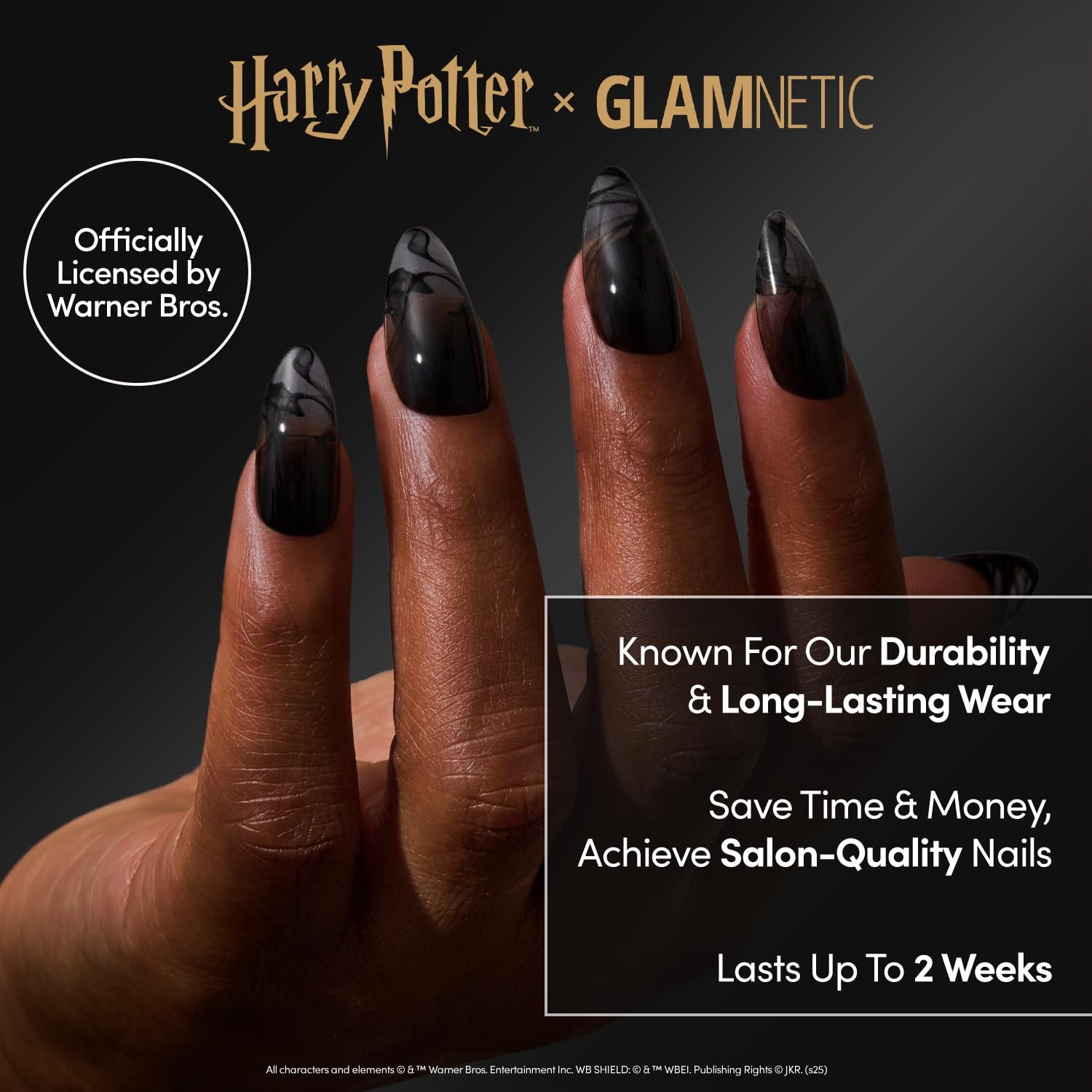 Press On Nails x Harry Potter™ – Dementor™ | Medium Almond Fake Nails with Sm…