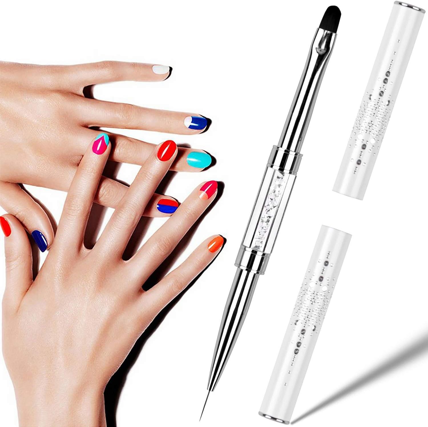 -ended UV Builder l Nail Brush Rhinestone Handle Nail Art Liner