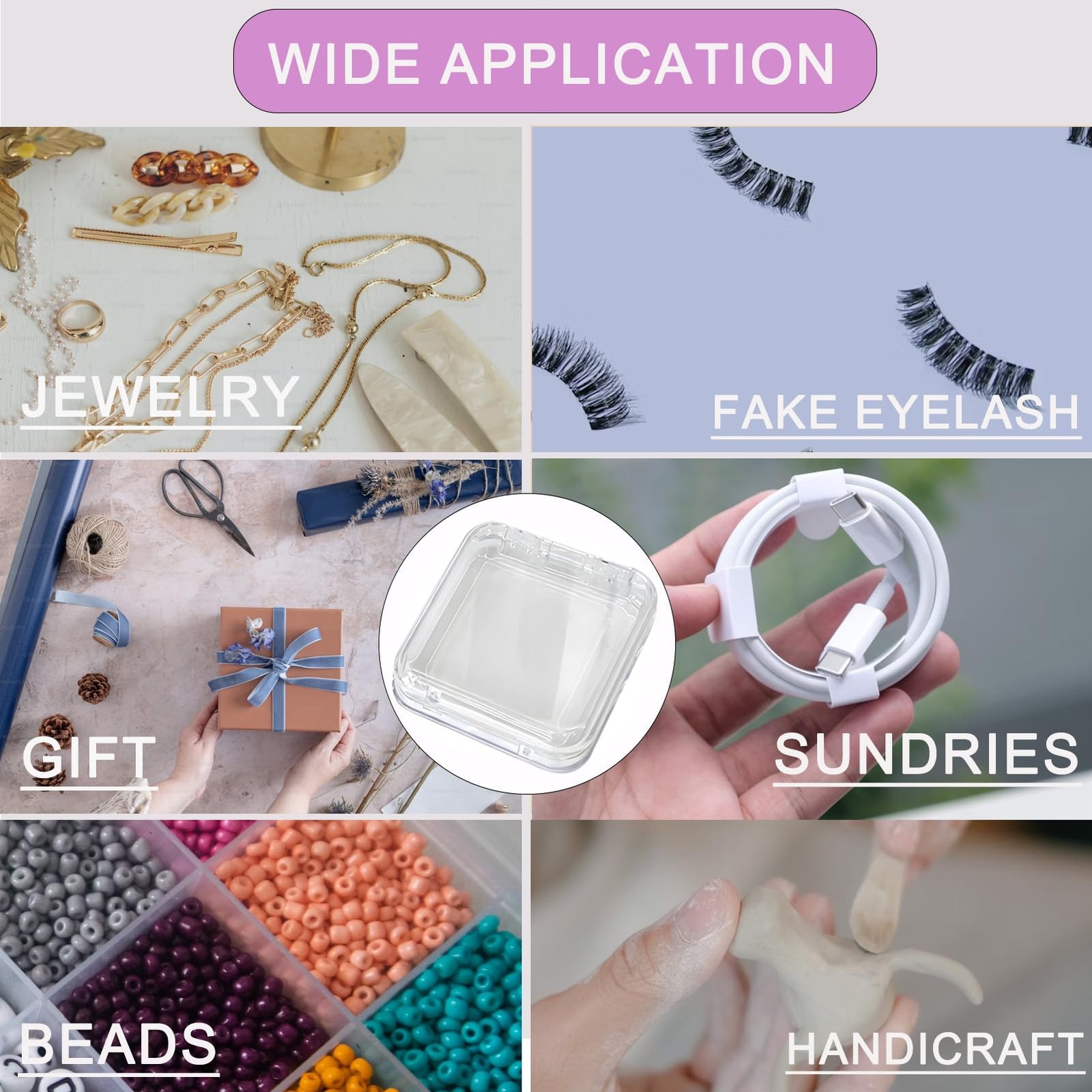14 Pcs Press On Nail Packaging Box on 3 x 3 x 0.7 inches, Clear