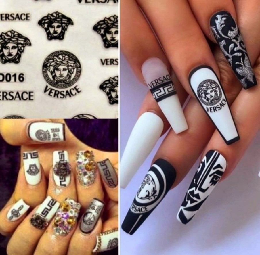 NWT NAIL ART DESIGN SELF-SEAL STICKERS LARGE SOLID BLACK ICONS N°27!