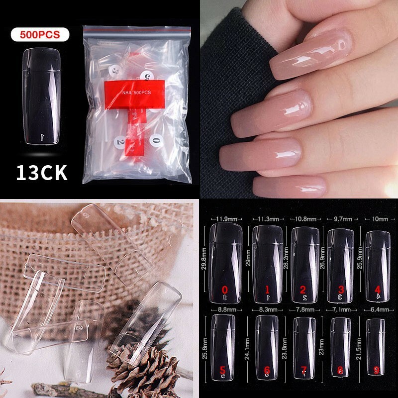 Tapered Square Clear Nail Tips 500pc nail decoration, nail extension
