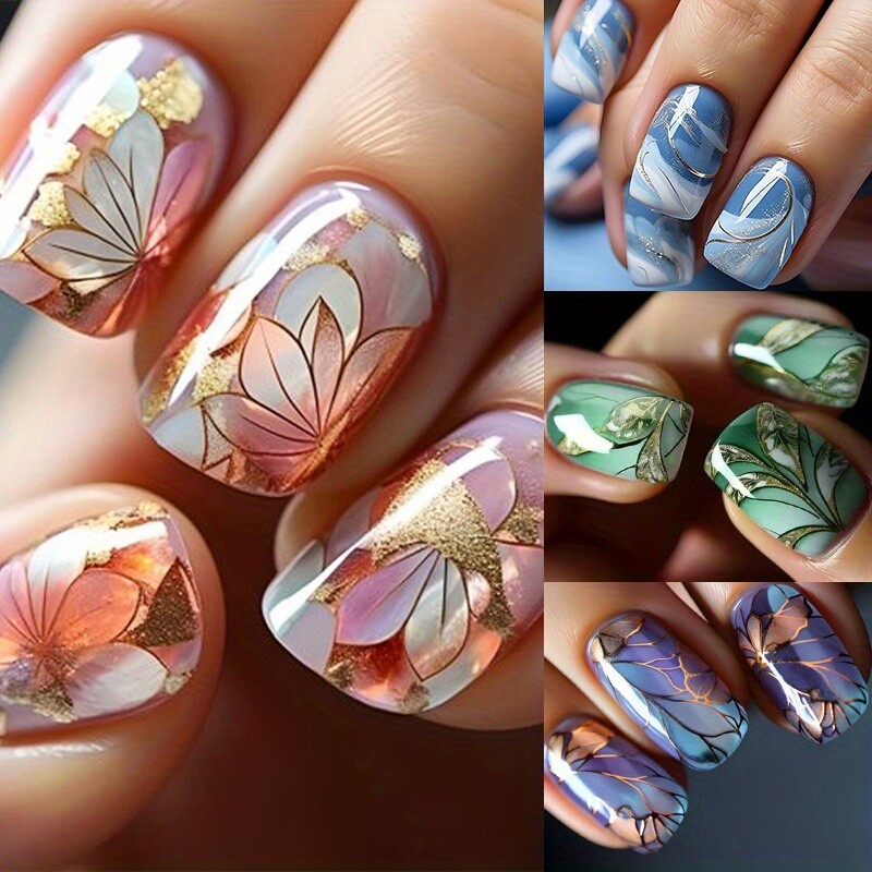 Short Square Presser Nail Set Complete False Nails with Nail File and Jelly Gel