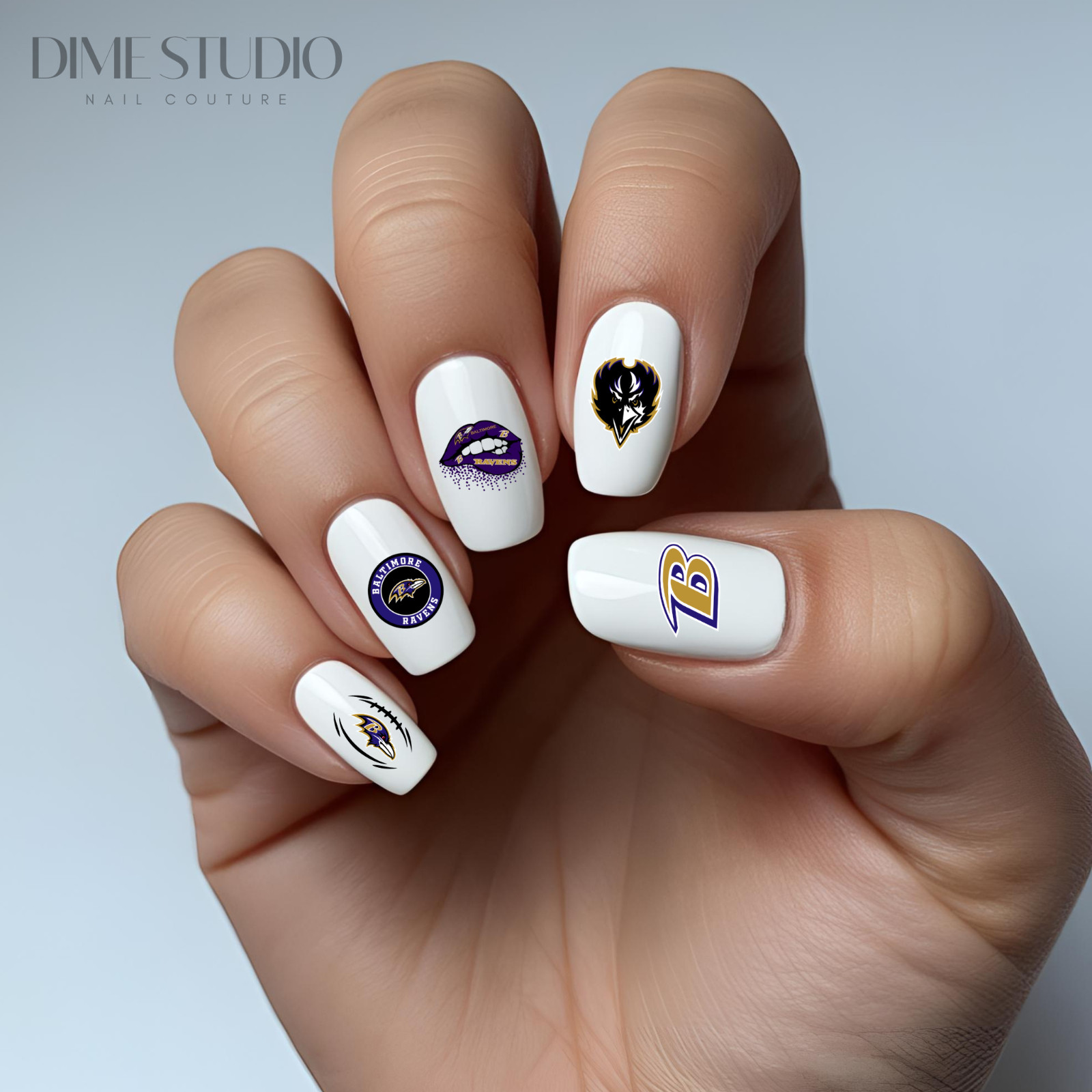 Baltimore Ravens Football Nail Decals Water Transfer Clear Overlay Nail Art