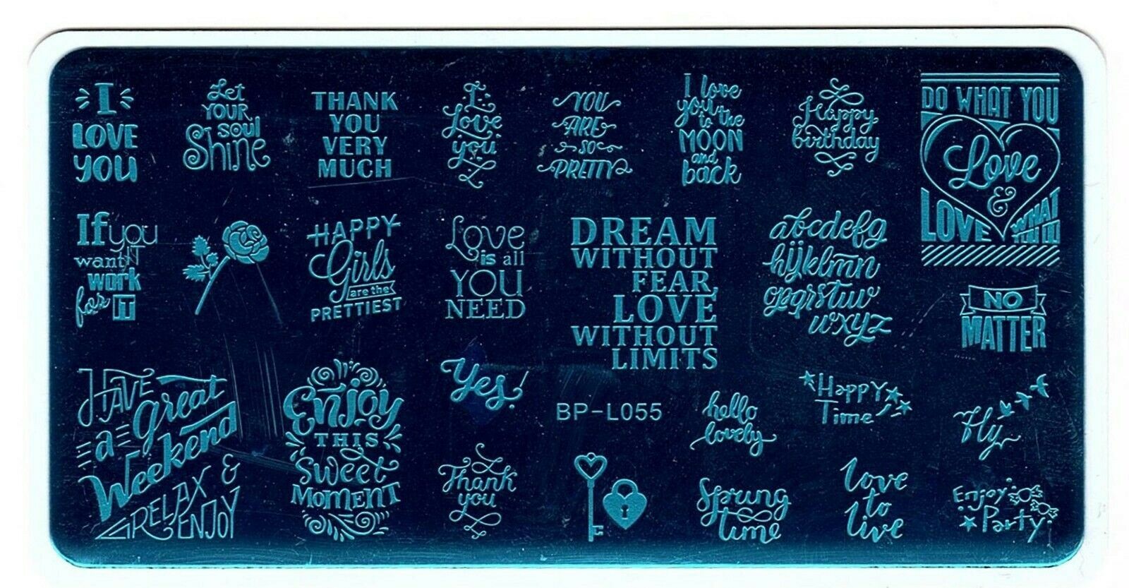 Letters Design Rectangle Stamping Template Manicure Nail Art Image Plate BPL055