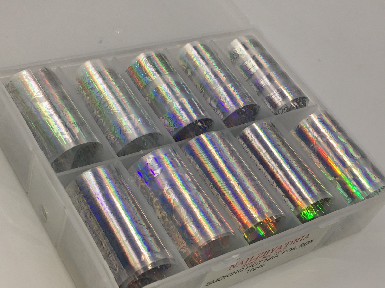 Unbranded 10 Piece Box Set of Nail Foil Transfer Stickers “Smoking Hot” Silver