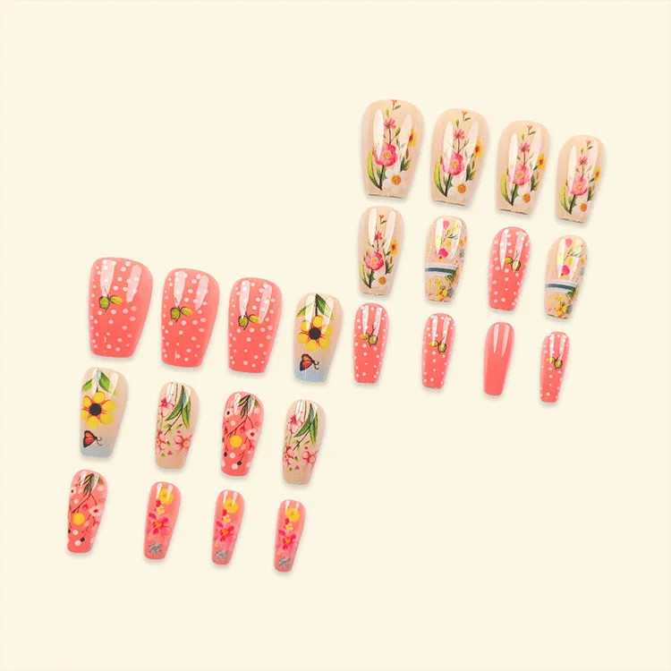 24pcs set Spring Summer Press On Nails Short Medium Long Fake Nails For Women