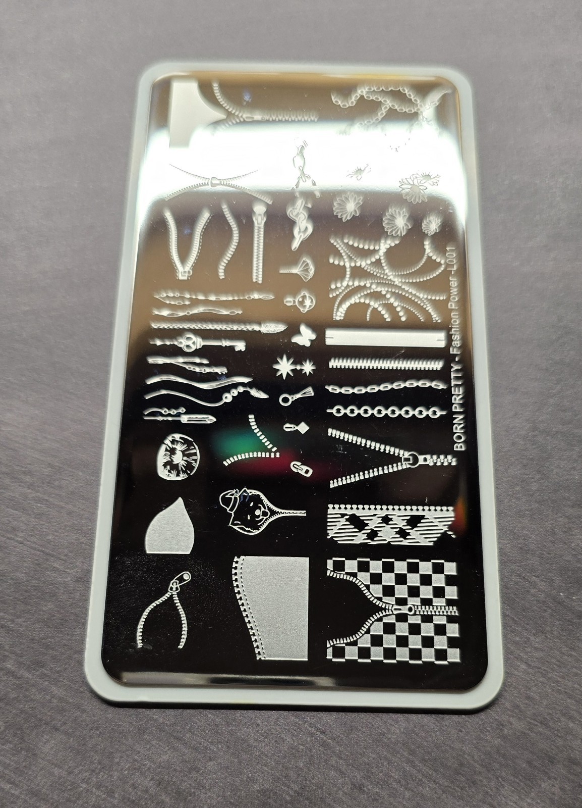 Born Pretty Fashion Power L001 BP-L001 nail stamp Plate Chain Bling Plaid Pearls