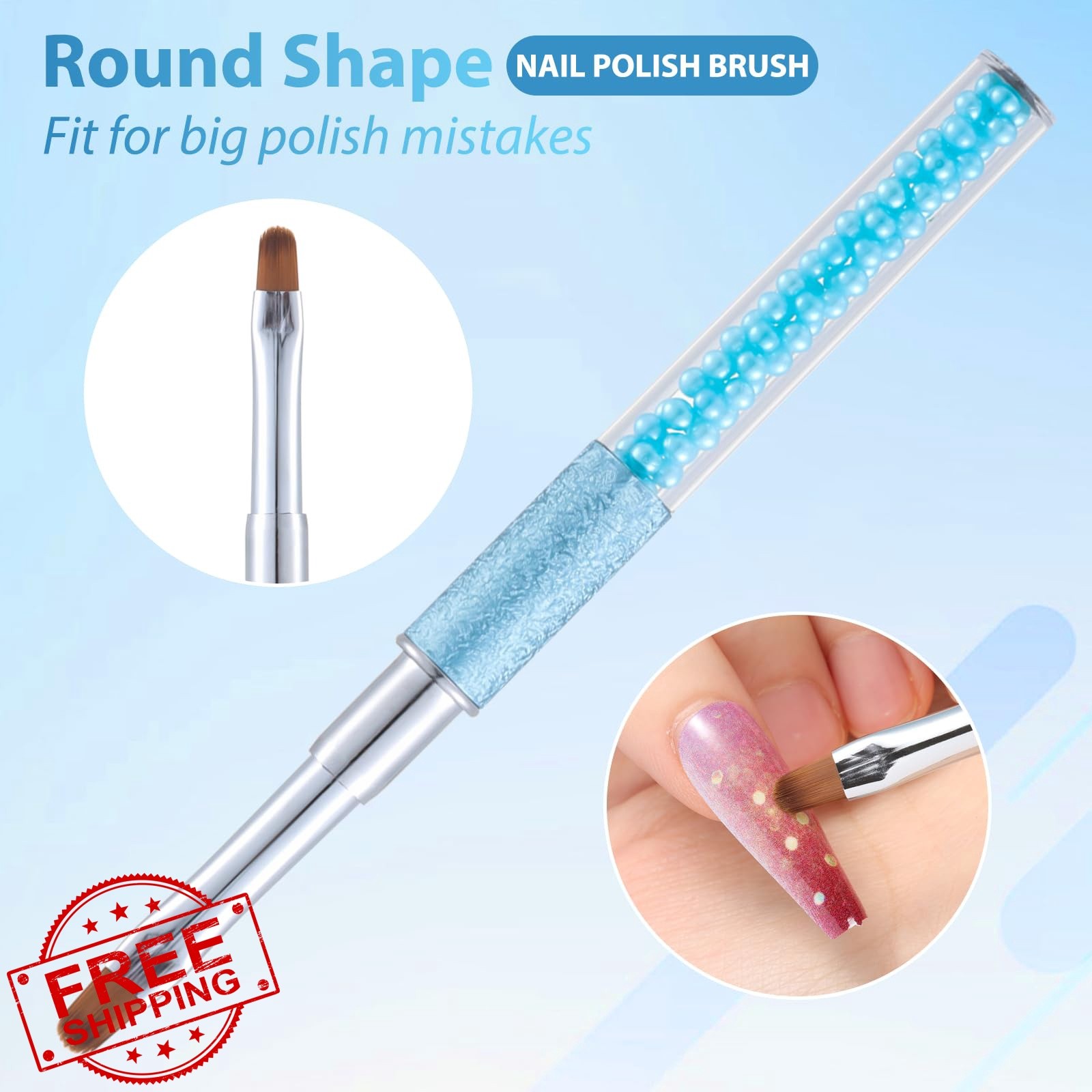 INENK Nail Art Clean Up Brushes Pearl Blue