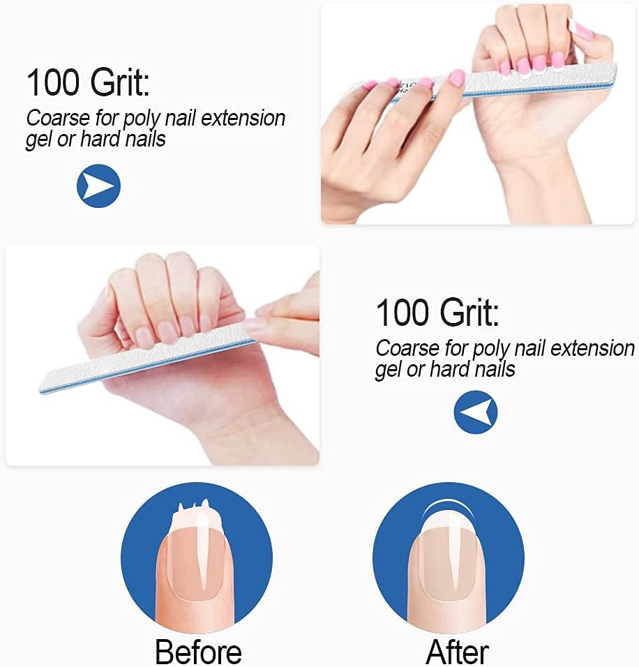 Nail Files-Nail File for Acrylic Nails 100/100 Grit, Nail Files Emery