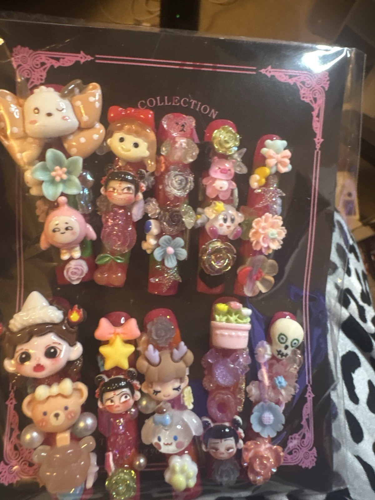 Press on large square, extra long power puff.Hello kitty large charms waternails