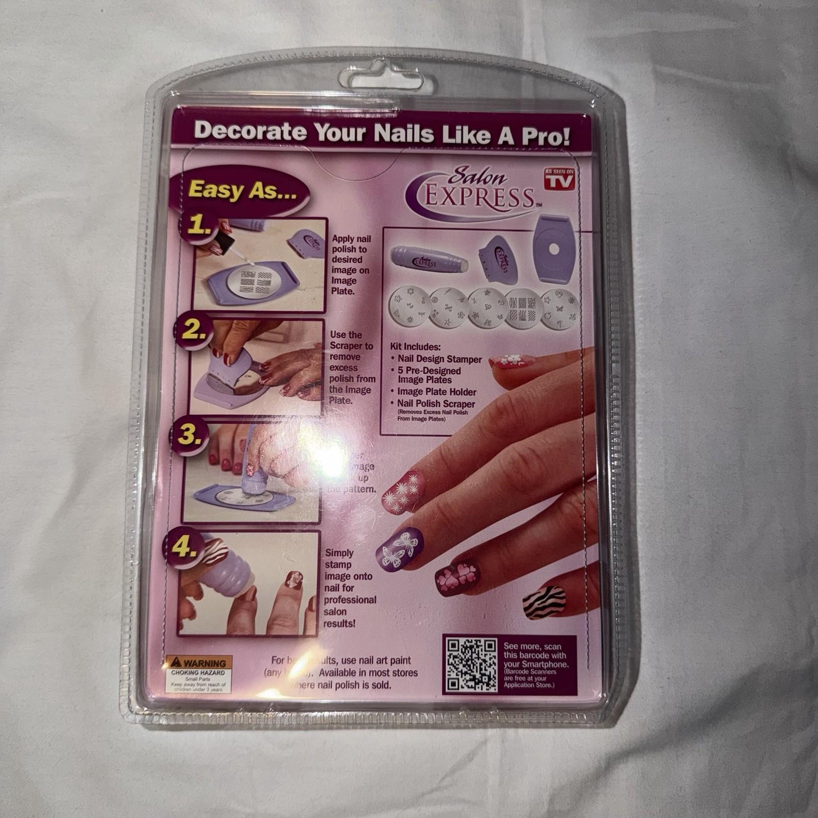 Salon Express Nail Art Stamping Kit Purple French Bling Easy Cleaning Ergonomic