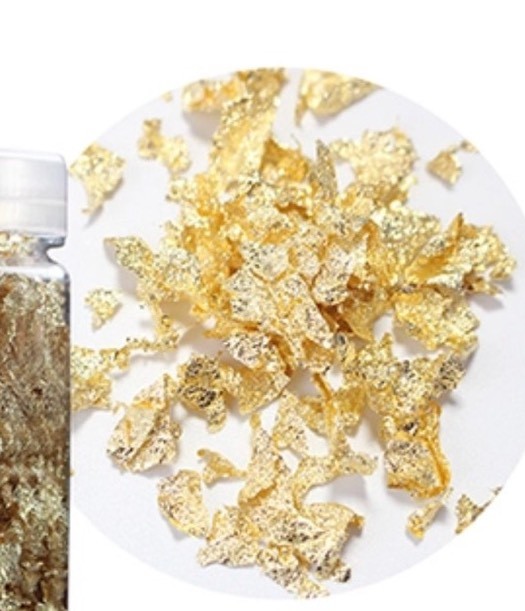 Gold Nail Art Leaf Micro Flakes To Use With Gel Or Acrylic 3gram Pot