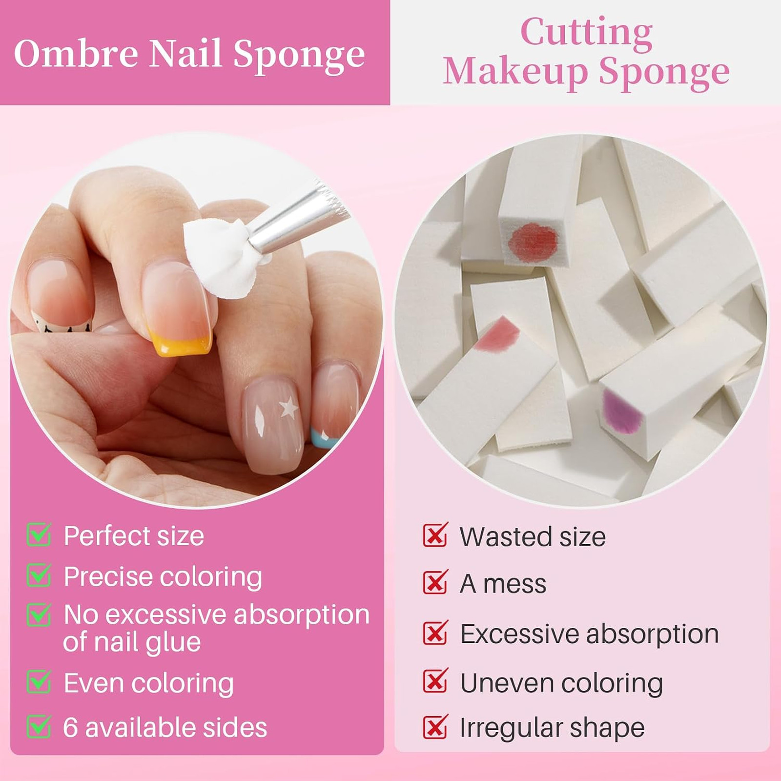 Nail Art Sponges Refill 100PCS Mini Gradient Sponge for Ombre Aura Nail Design