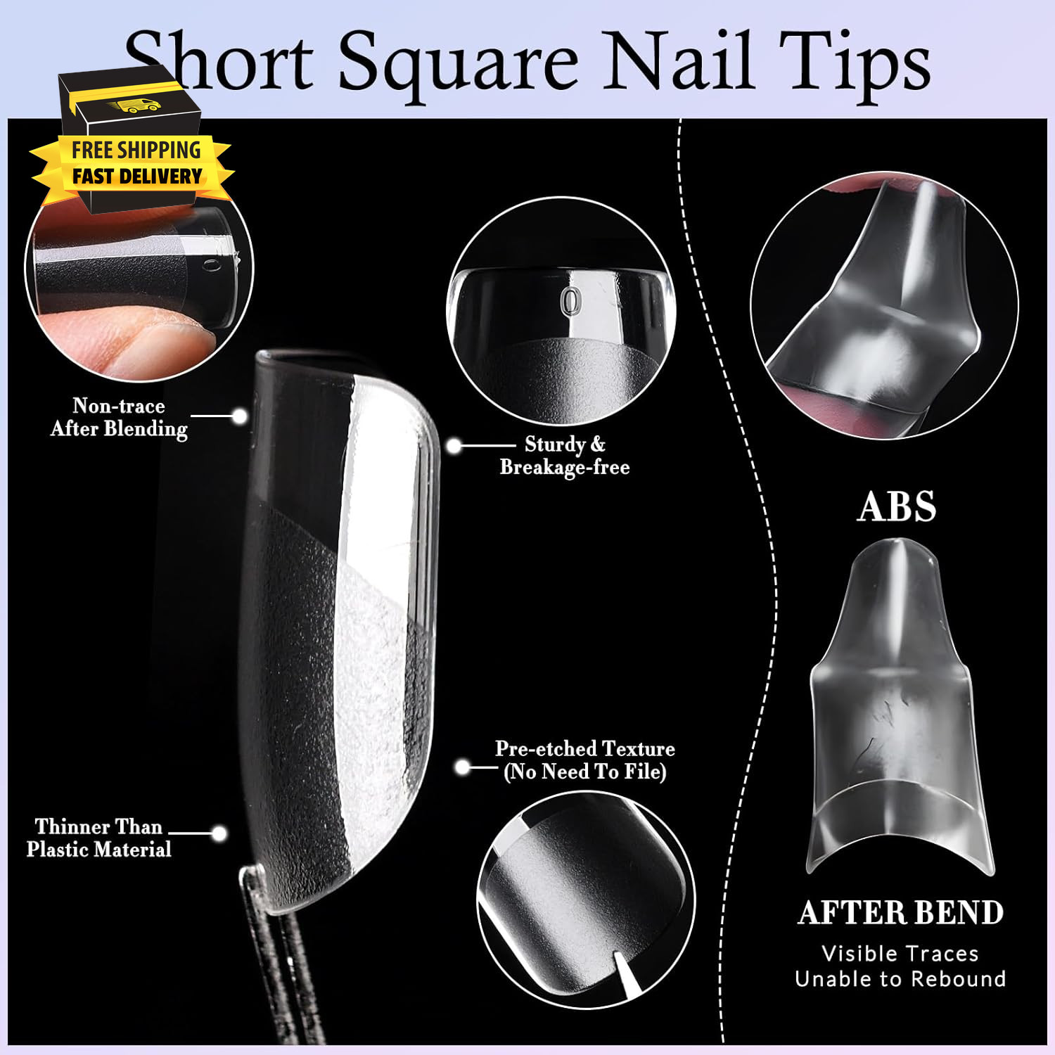 360Pc Extra Short Square Nail Tips, Soft Gel Nail Tip Square Fake Nails Artifici