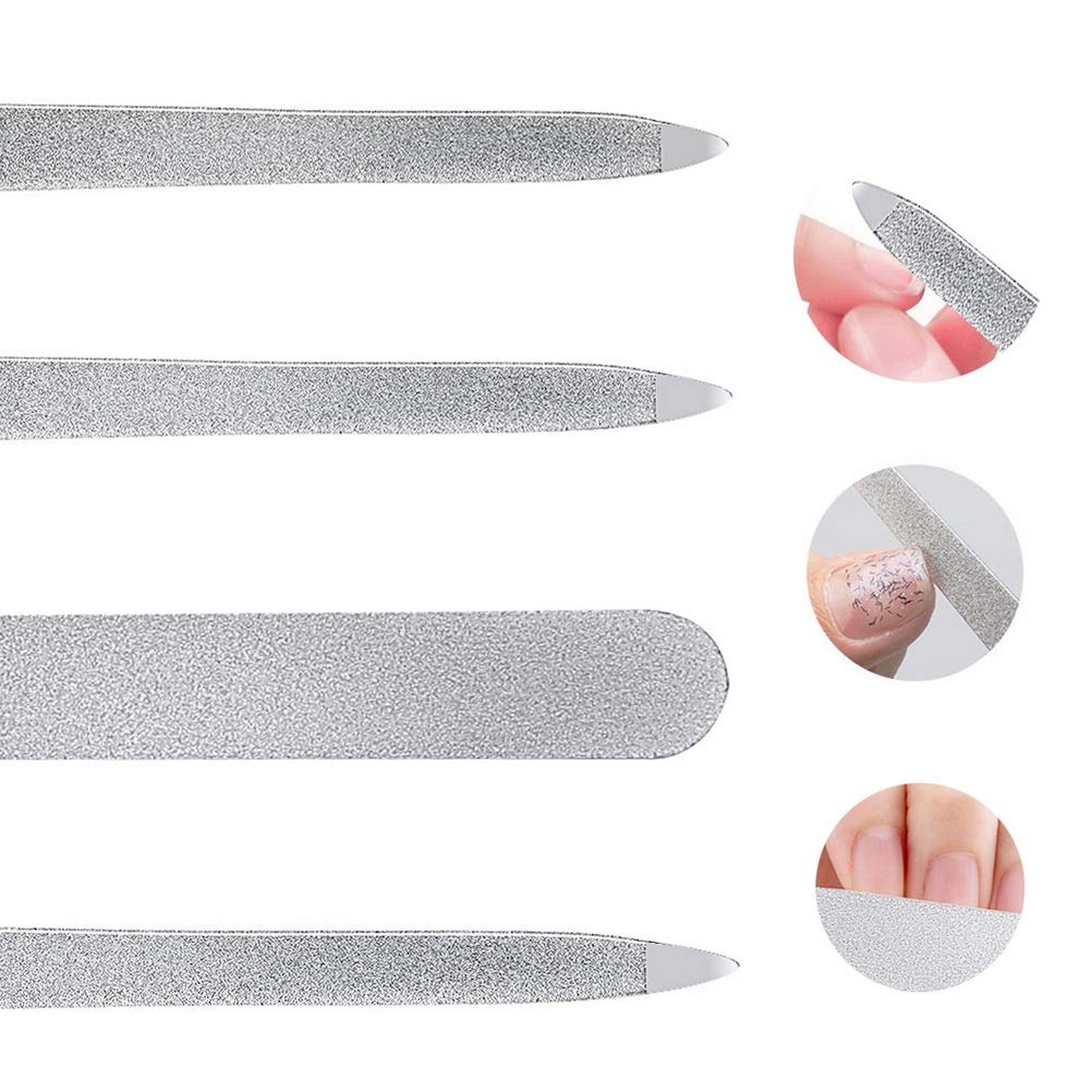 4 Pcs Metal Nail File Diamond Nail Files Stainless Steel Nail File Kit Double…