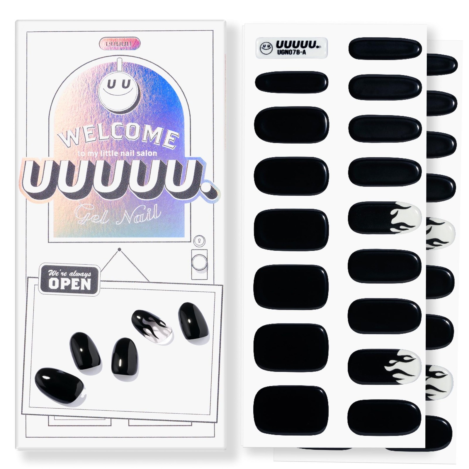 UUUUU. Semi Cured Gel Strips – [Cat Woman Black], UV Stickers Cat Black