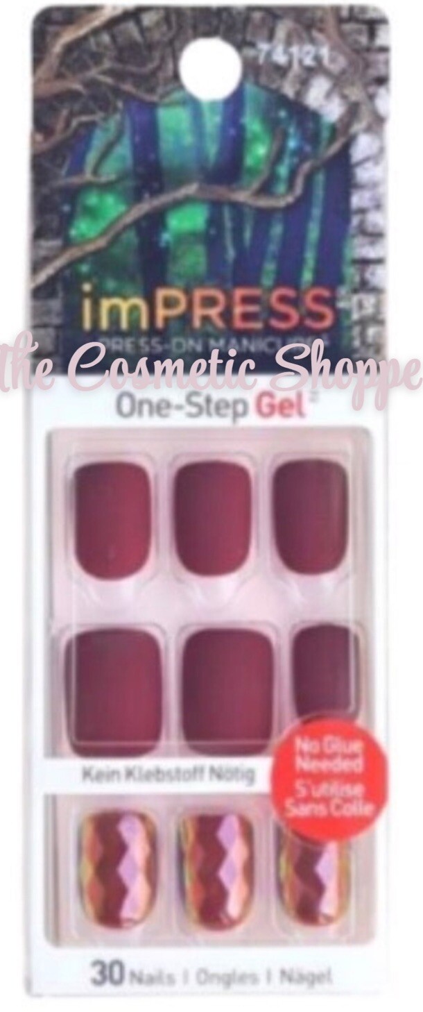 KISS imPRESS Press-On Manicure Short Length Matte Burgundy Wine Nails Scream NEW