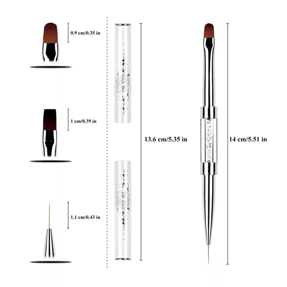Professional Dual End Nail Brush UV Gel Liner French Tip Nail Art Tool