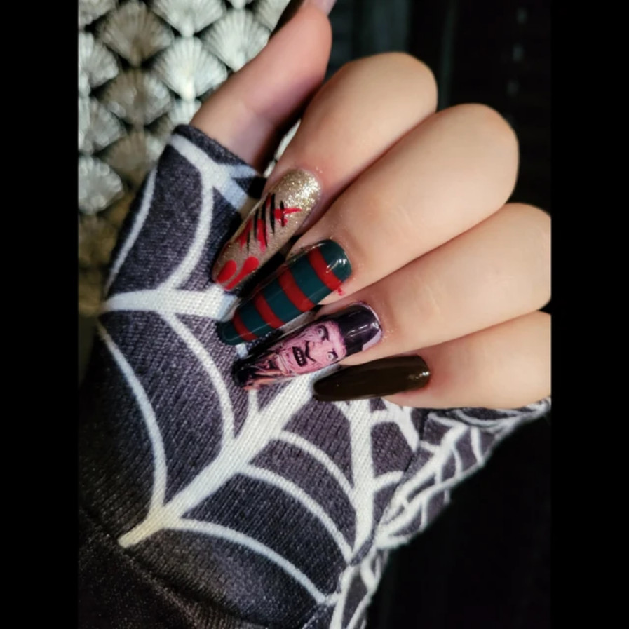 Chucky Freddy Jason Halloween cartoon Nail decals Horror movie Nail art kit DIY