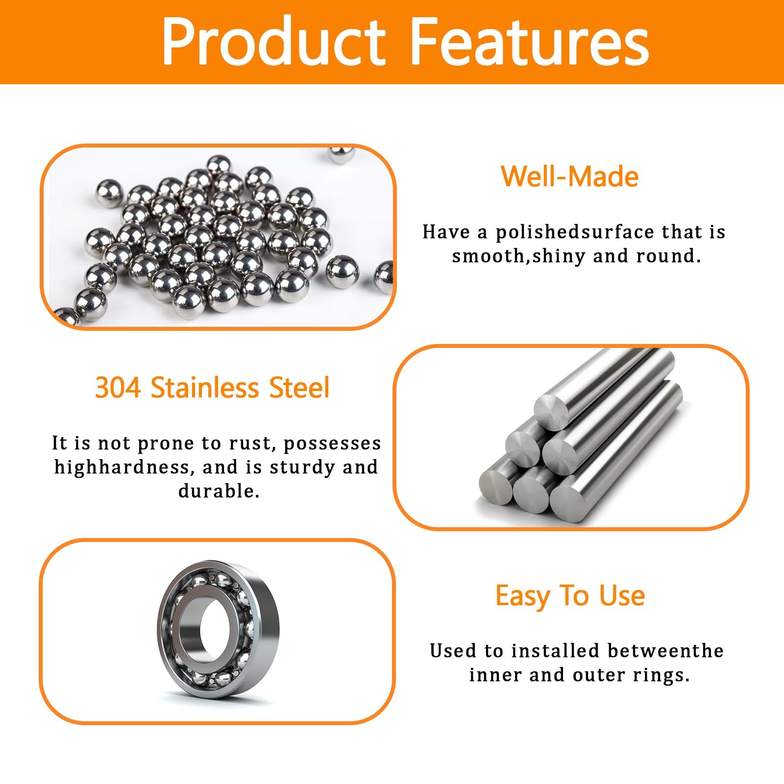 Stainless Steel Bearing Balls, 2/2.5/3/3.5/4/4.5/5/5.5/6/7/8/9/10mm