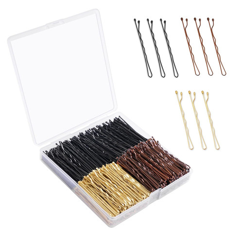 Bobby Pins 360 Pcs Brown Blonde Black Hair, 1 Count (Pack of 360), Gold/Brown