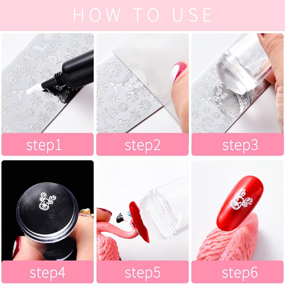6pcs Flower Nail Stamping Plates – Mix Size Spring Summer Flowers Leaves Nail…