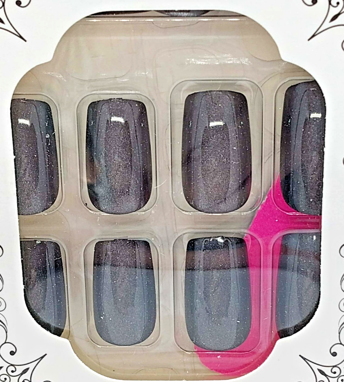 24pc SIZE LARGE Gorgeous Square shimmery black/grey cat eye Press on Nails