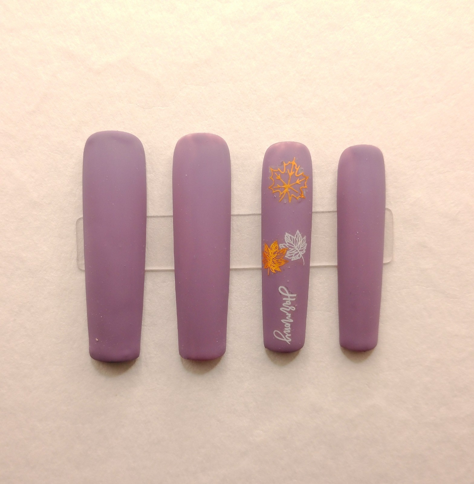 Beautiful Fall Matte Dusty Purple XXL Square Press-On Nails – Medium Size